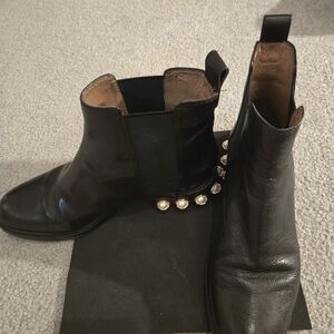 Louise et Cie Black Ankle Boots with Gold Studs